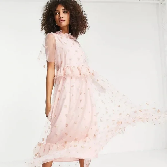 COPY - SISTER JANE SOUVENIR HEARTS MIDI DRESS IN VEILED ROSE PINK small